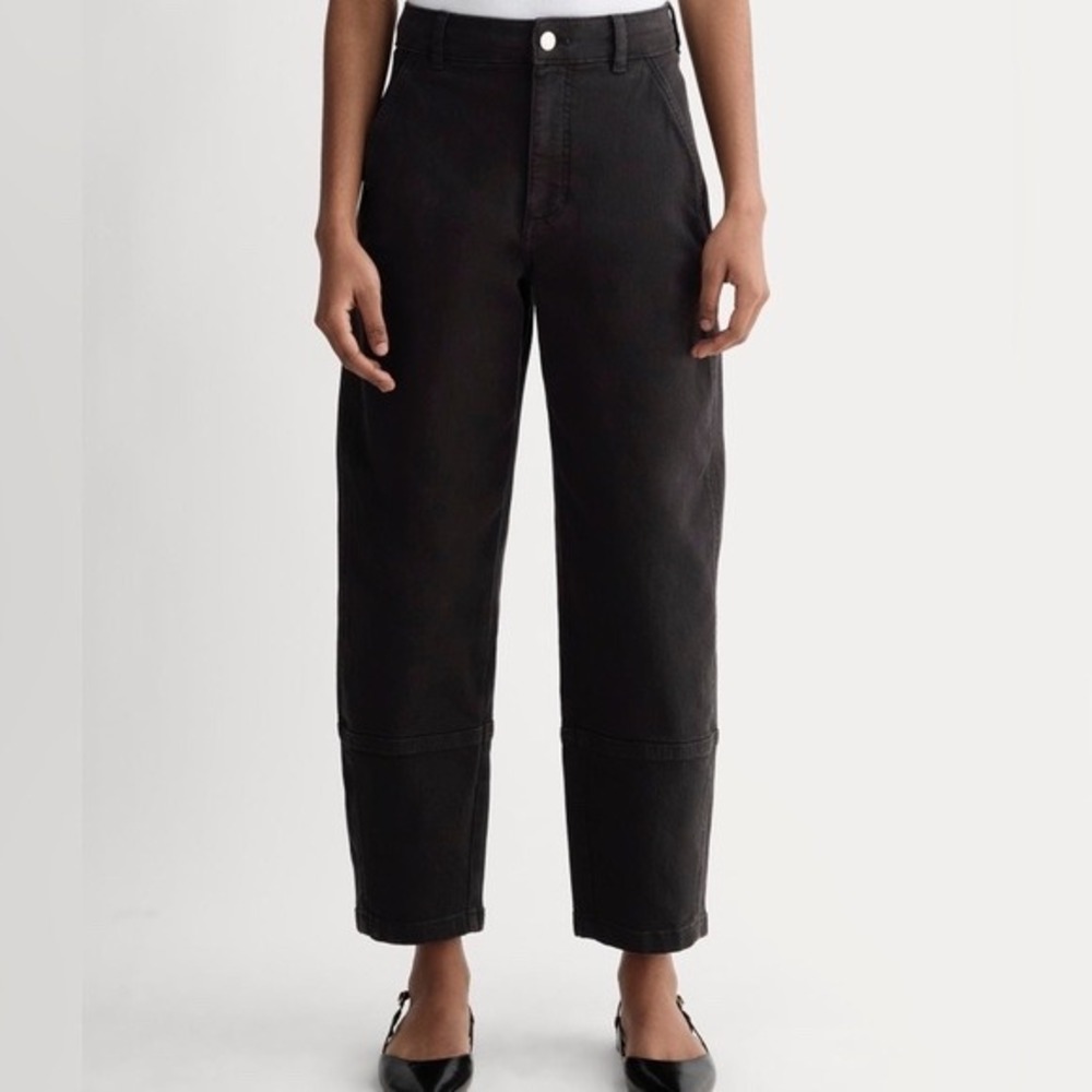 Everlane Utility Barrel Pants Womens sz 12 Black Organic Cotton High Rise
